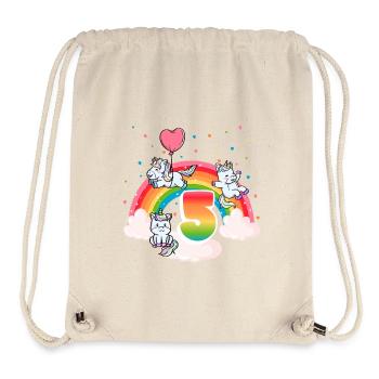5th Birthday Rainbow Unicorn Theme Birthday - Stanley/Stella Recycled Gym Bag - natural - Front