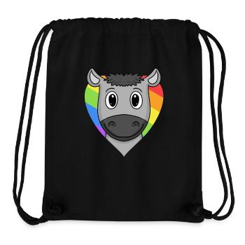 LGBT Animal Donkey Rainbow Heart - Sac à cordon recyclé Stanley/Stella - noir - Devant