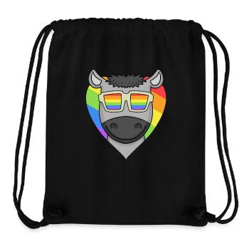LGBT Animal Donkey Rainbow Heart - Sac à cordon recyclé Stanley/Stella - noir - Devant