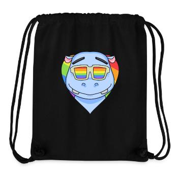 LGBT Tier Nilpferd Regenbogen Herz - Stanley/Stella recycelter Gym Bag - Schwarz - Vorne