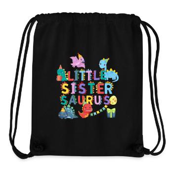 Petite sœur Saurus | Tshirt dinosaure Rawr - Sac à cordon recyclé Stanley/Stella - noir - Devant