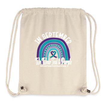 En septembre, nous portons Teal And Purple - Sac à cordon recyclé Stanley/Stella - blanc naturel - Devant