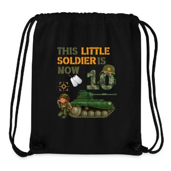 Ce petit soldat est maintenant 10 Char de l’Armée 10. - Sac à cordon recyclé Stanley/Stella - noir - Devant