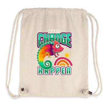 Caméléon, dicton drôle, dicton motivant - Sac à cordon recyclé Stanley/Stella - blanc naturel - Devant
