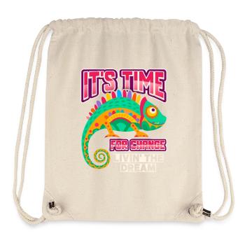 Caméléon, dicton drôle, inspiration motivante - Sac à cordon recyclé Stanley/Stella - blanc naturel - Devant