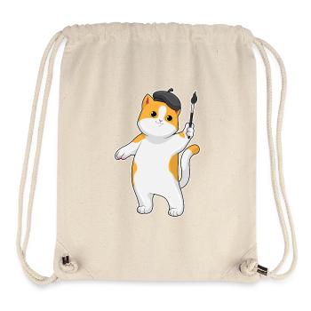 Cat Painter Brush Painting - Stanley/Stella Recycled Gym Bag - natural - Front