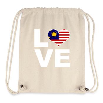 J’aime le drapeau du cœur de la Malaisie - Sac à cordon recyclé Stanley/Stella - blanc naturel - Devant