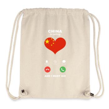 China is calling China Heart Souvenir - Stanley/Stella Recycled Gym Bag - natural - Front