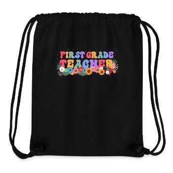 First grade teacher Floral Wildflowers - Stanley/Stella Recycled Gym Bag - black - Front
