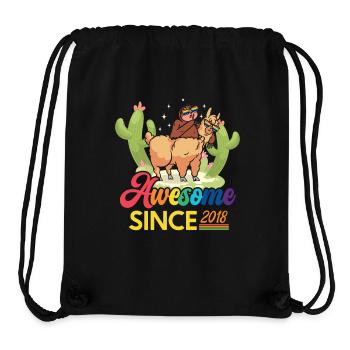 Awesome Since 2018 Year of Birth Sheep Anniversary - Stanley/Stella Recycled Gym Bag - black - Front