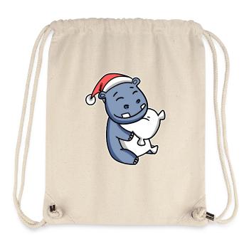 Hippopotamus Christmas - Stanley/Stella Recycled Gym Bag - natural - Front