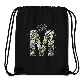 Monogram letter M with crown, floral ornament - Stanley/Stella Recycled Gym Bag - black - Front