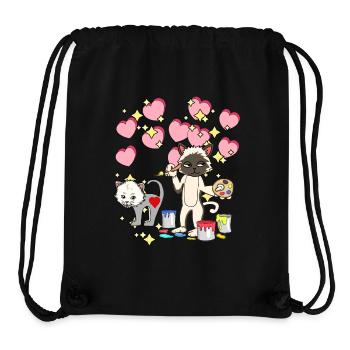 Fantasy Cat Artist Paints Brush Art Kid - Stanley/Stella Recycled Gym Bag - black - Front