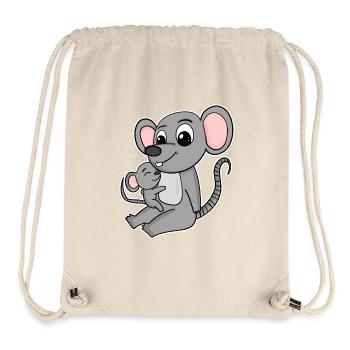 Family - Mouse with Baby Mouse - Stanley/Stella Recycled Gym Bag - natural - Front