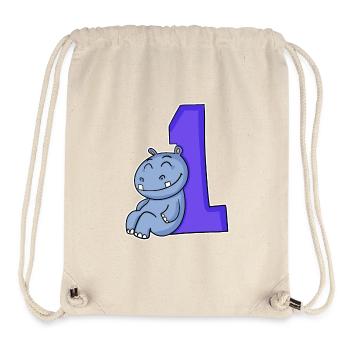 1 year old - Enrollment - Hippopotamus motif - Win - Stanley/Stella Recycled Gym Bag - natural - Front