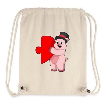 Pig Groom Heart Wedding - Stanley/Stella Recycled Gym Bag - natural - Front