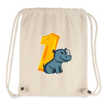 1 year old - Enrollment - Rhinoceros motif - Win - Stanley/Stella Recycled Gym Bag - natural - Front