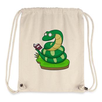 Lunettes de livres Snake Nerd - Sac à cordon recyclé Stanley/Stella - blanc naturel - Devant
