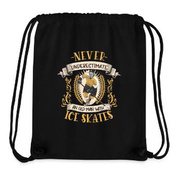 Joueur de hockey sur glace patins cadeau - Sac à cordon recyclé Stanley/Stella - noir - Devant