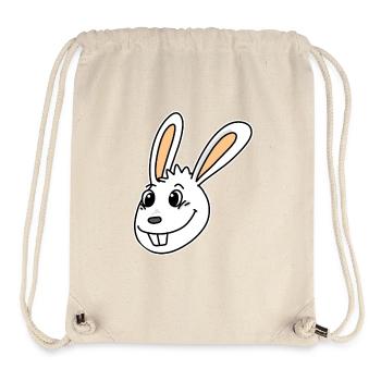 Tête de lapin Tête d’animal - Sac à cordon recyclé Stanley/Stella - blanc naturel - Devant