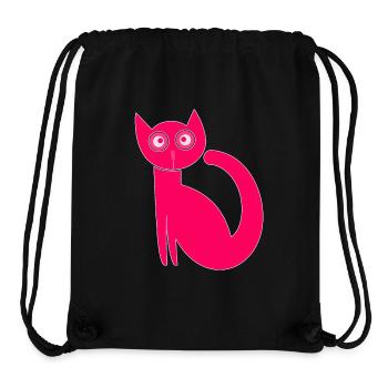 Cute cat, funny cat, original, naïve, pink - Stanley/Stella Recycled Gym Bag - black - Front