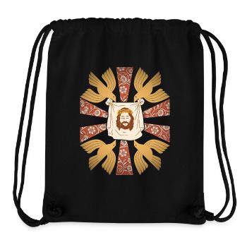Jésus-Christ, drap, chrétien, colombes de paix - Sac à cordon recyclé Stanley/Stella - noir - Devant