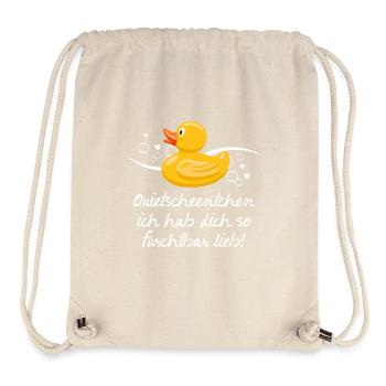 Quietscheentchen ich hab dich Gummi Ente - Stanley/Stella recycelter Gym Bag - Naturweiß - Vorne