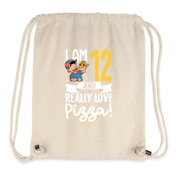 J’ai 12 ans - Boy Pizza - Sac à cordon recyclé Stanley/Stella - blanc naturel - Devant