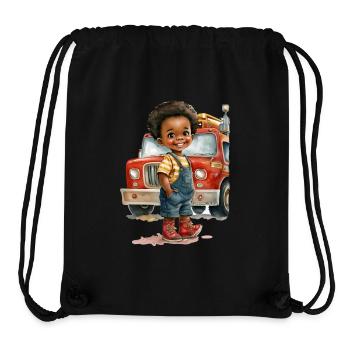 Cute child with fire truck - Stanley/Stella Recycled Gym Bag - black - Front