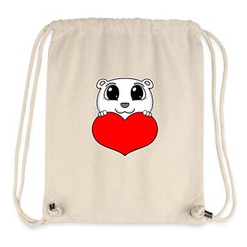 Bear Heart Love - Heart Motif - Stanley/Stella Recycled Gym Bag - natural - Front