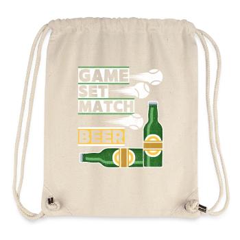 Tennis Spruch Game-Set-Match, Bier lustiger Spruch - Stanley/Stella recycelter Gym Bag - Naturweiß - Vorne