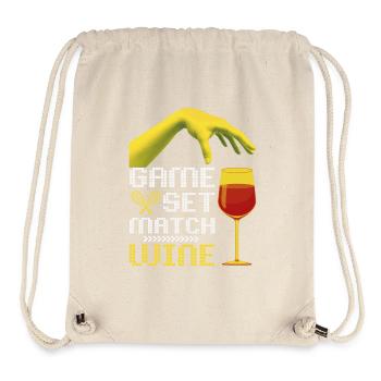 Tennis Game-Set-Match lustiger Spruch mit Wein - Stanley/Stella recycelter Gym Bag - Naturweiß - Vorne