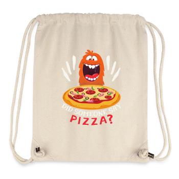 Lustiges Pizza-Monster, Pizza-Spruch Comic - Stanley/Stella recycelter Gym Bag - Naturweiß - Vorne
