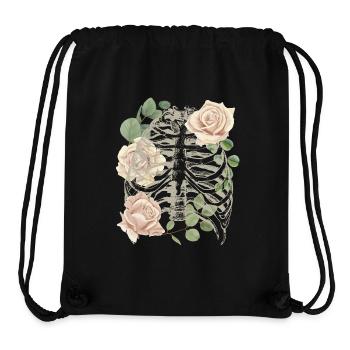 Squelette vintage avec roses, néo-gothique - Sac à cordon recyclé Stanley/Stella - noir - Devant