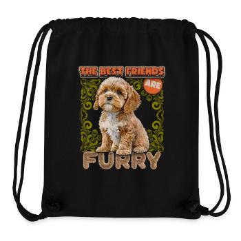 Cavapoo chiot, aquarelle vintage, chien, dicton - Sac à cordon recyclé Stanley/Stella - noir - Devant