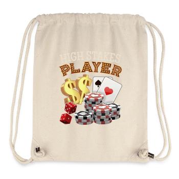 Jeu de poker, jetons de poker, sort - Sac à cordon recyclé Stanley/Stella - blanc naturel - Devant