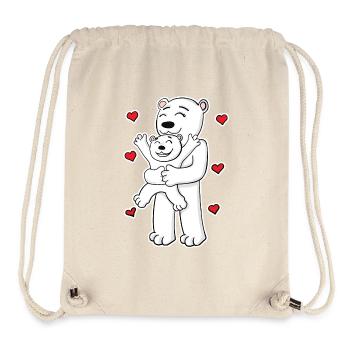 Eisbär Familie - Eisbär mit Baby - Stanley/Stella recycelter Gym Bag - Naturweiß - Vorne