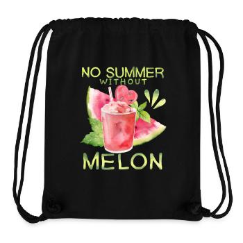 Melon, pastèque, été, drôle de dicton - Sac à cordon recyclé Stanley/Stella - noir - Devant