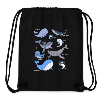Various kawaii whales - Stanley/Stella Recycled Gym Bag - black - Front