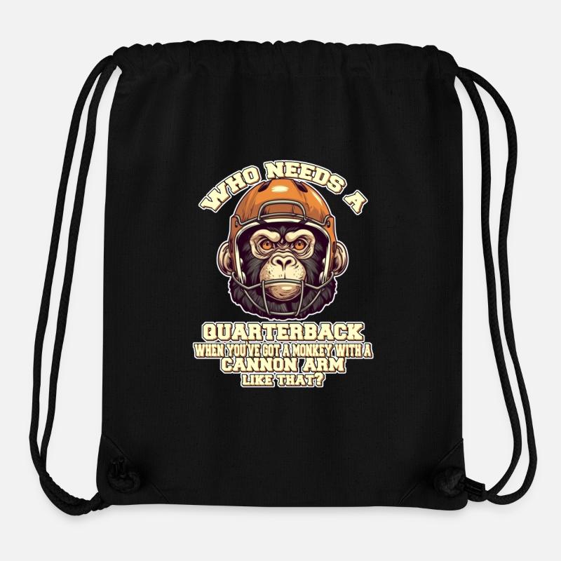 Motiver le singe quaterback - Sac à cordon recyclé Stanley/Stella - noir