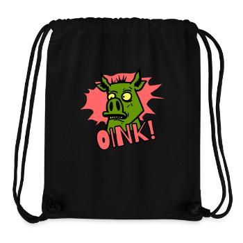 Oink! Cartoon Schwein - Stanley/Stella recycelter Gym Bag - Schwarz - Vorne