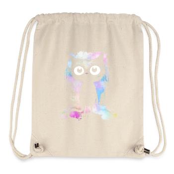 Tie dye colors black cat with big eyes - Stanley/Stella Recycled Gym Bag - natural - Front