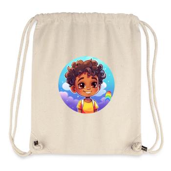 Fun-loving child character with rainbow - Stanley/Stella Recycled Gym Bag - natural - Front