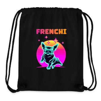 Synthwave Frenchie Bulldog Dog Lover Frenchie - Sac à cordon recyclé Stanley/Stella - noir - Devant