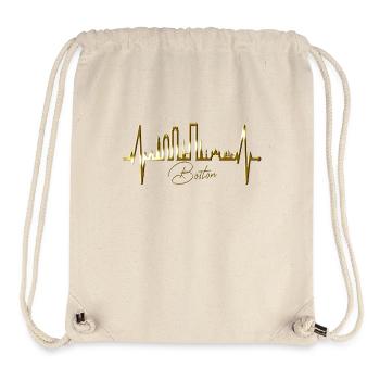 Boston Skyline Heartbeat USA Fan Heart Pulse Love - Stanley/Stella Recycled Gym Bag - natural - Front