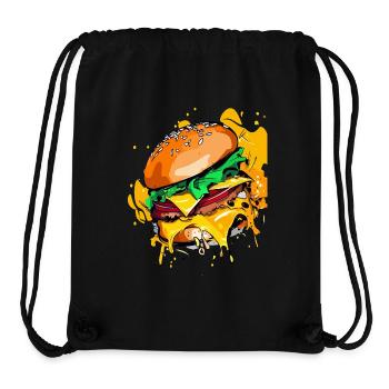 Burger au fromage supplémentaire Cheeseburge - Sac à cordon recyclé Stanley/Stella - noir - Devant