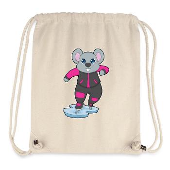 Souris patins à glace - Sac à cordon recyclé Stanley/Stella - blanc naturel - Devant