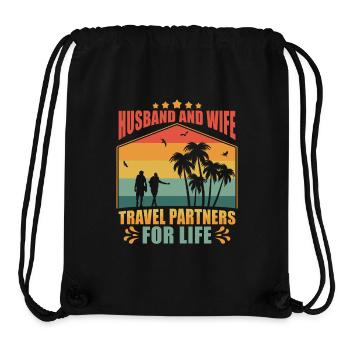 Partenaire de voyage Mari et femme Voyage - Sac à cordon recyclé Stanley/Stella - noir - Devant