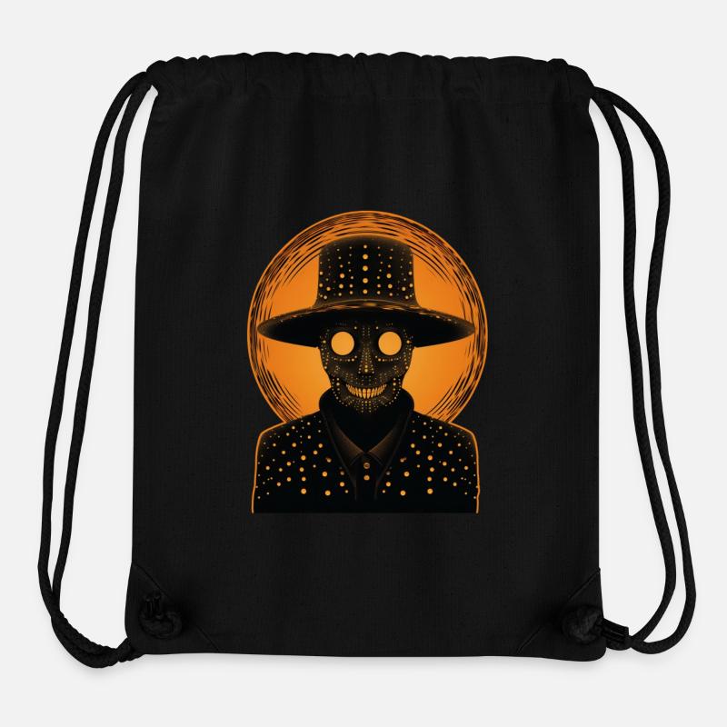 An orange skeleton wearing a hat - Stanley/Stella Recycled Gym Bag - black