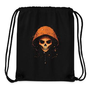 Orangefarbener Skelettkopf mit Kapuze, Halloween - Stanley/Stella recycelter Gym Bag - Schwarz - Vorne